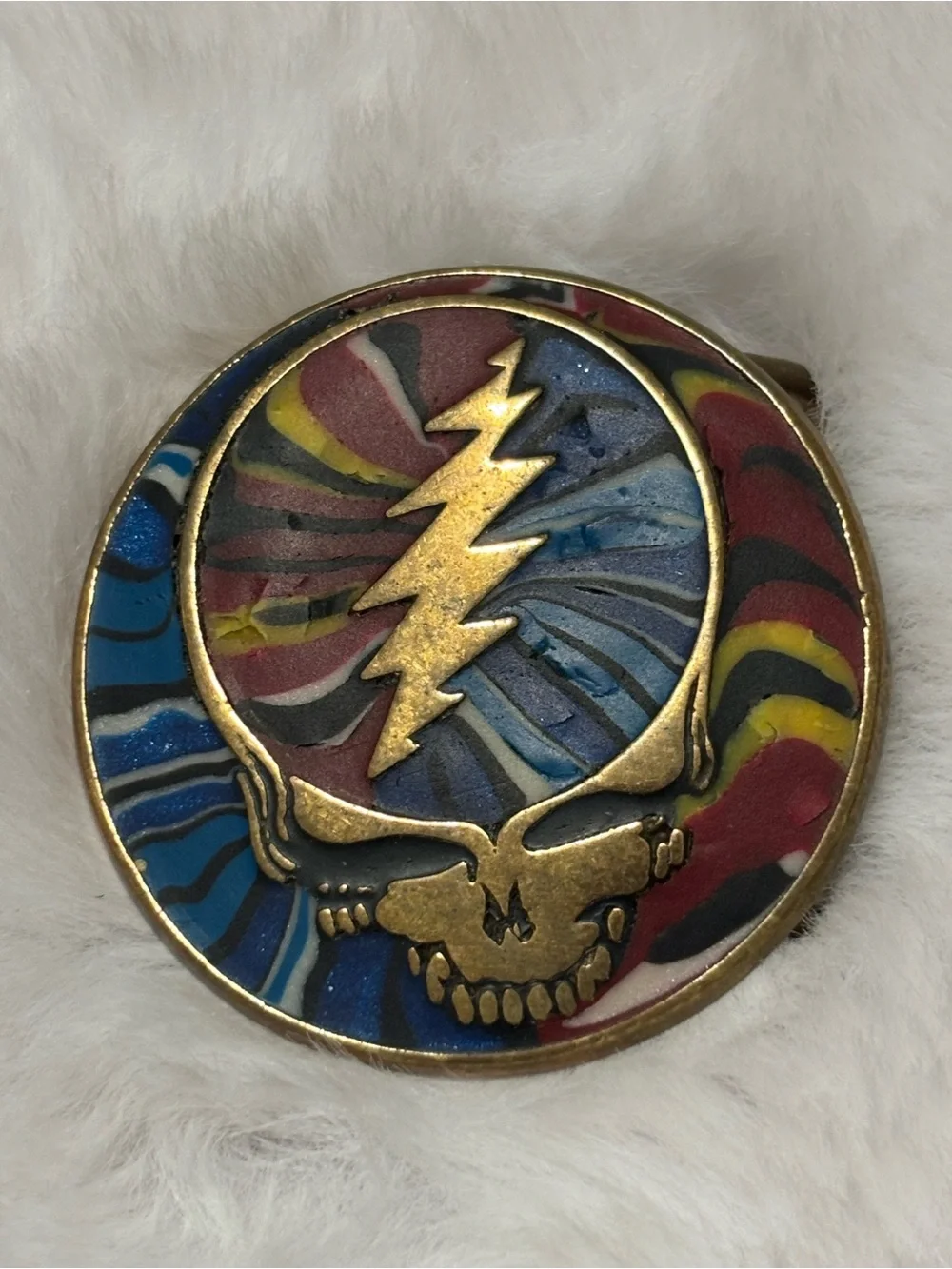 Vintage Pan Galactic Sculptures Grateful Dead Lightning Skull Belt Buckle